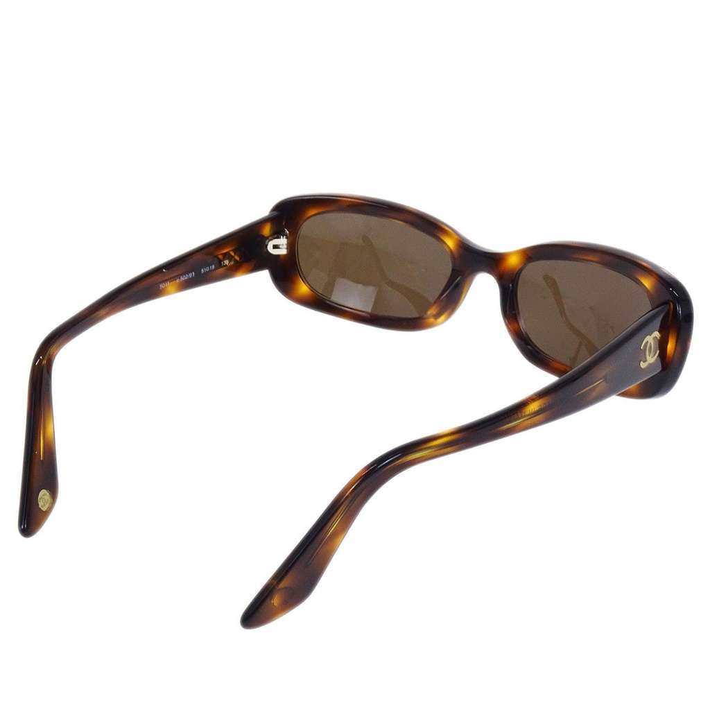 Chanel Logo CC Sunglasses Brown Plastic Good condition - Back View