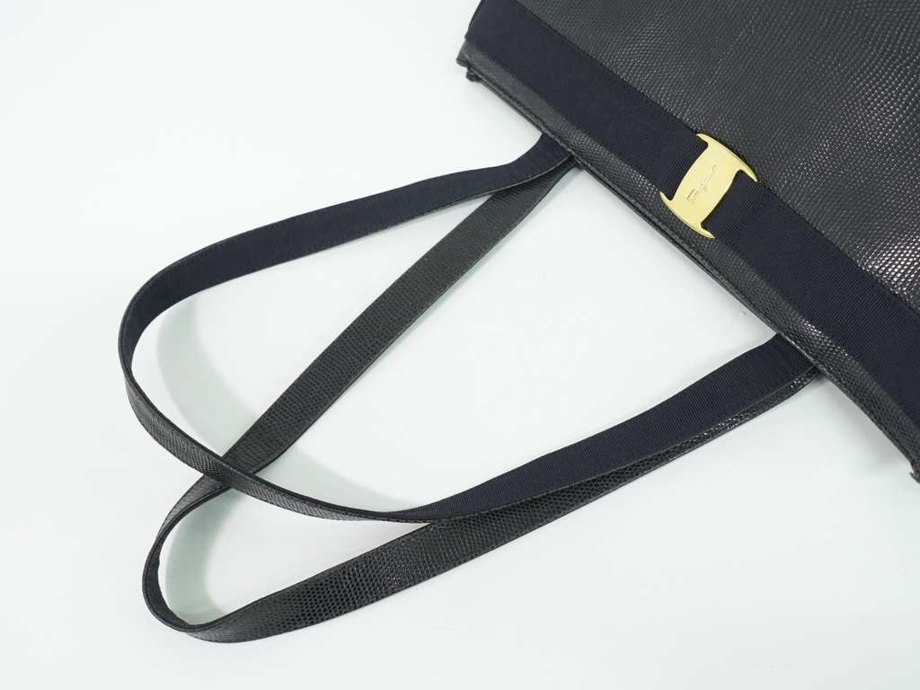 Salvatore Ferragamo Vintage Vara Bow Tote Black Leather Fair condition - Box View