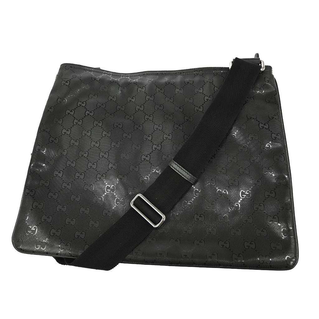 Gucci Zip Top Messenger Bag Black Leather Good condition - Back View