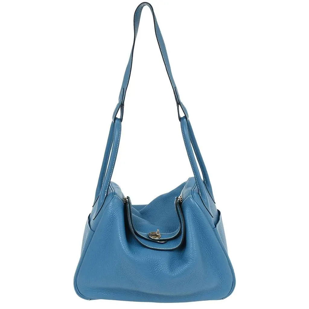 Hermès Lindy Bag Blue Leather Good - Front View