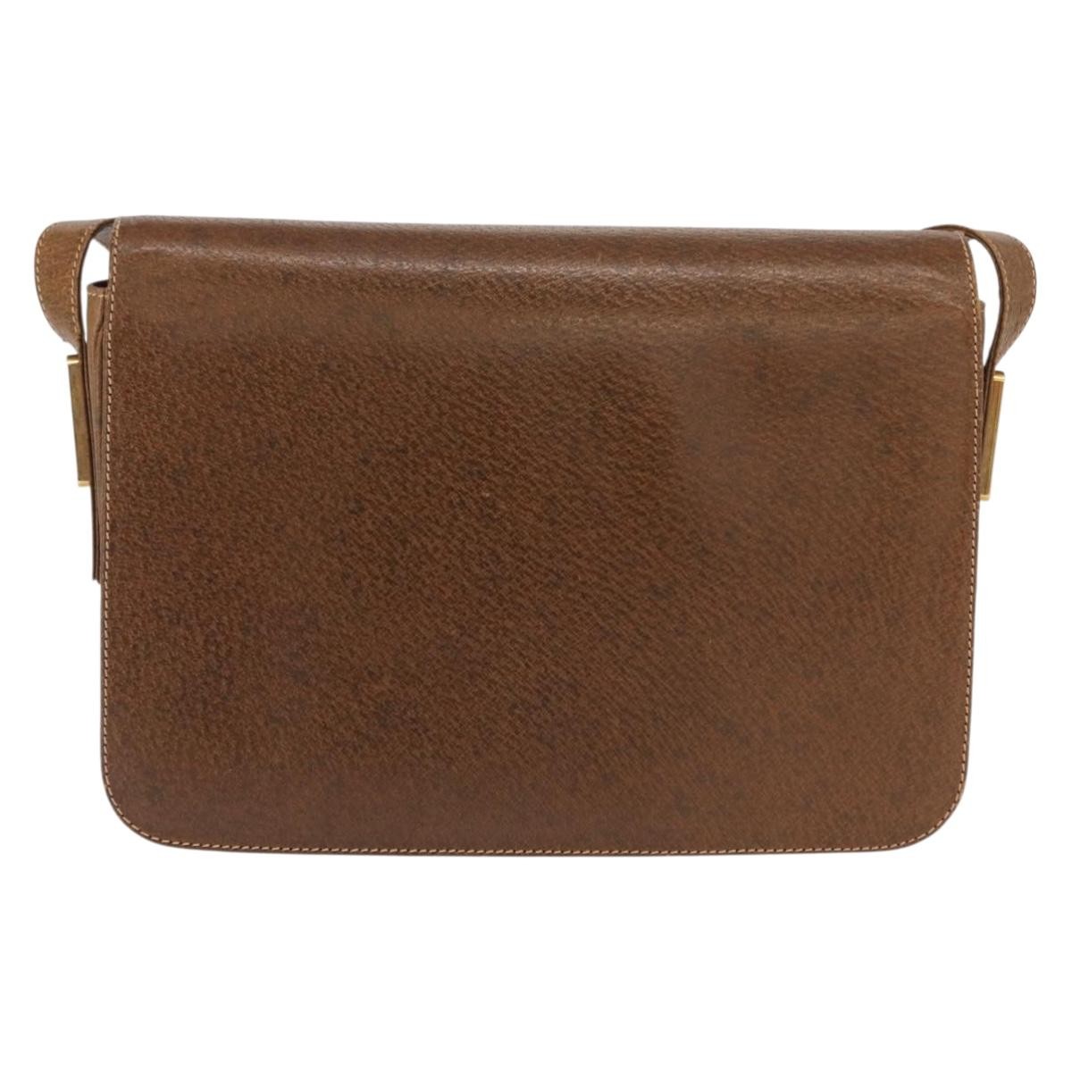 Gucci Vintage Flap Shoulder Bag Brown Leather Good condition - Back View