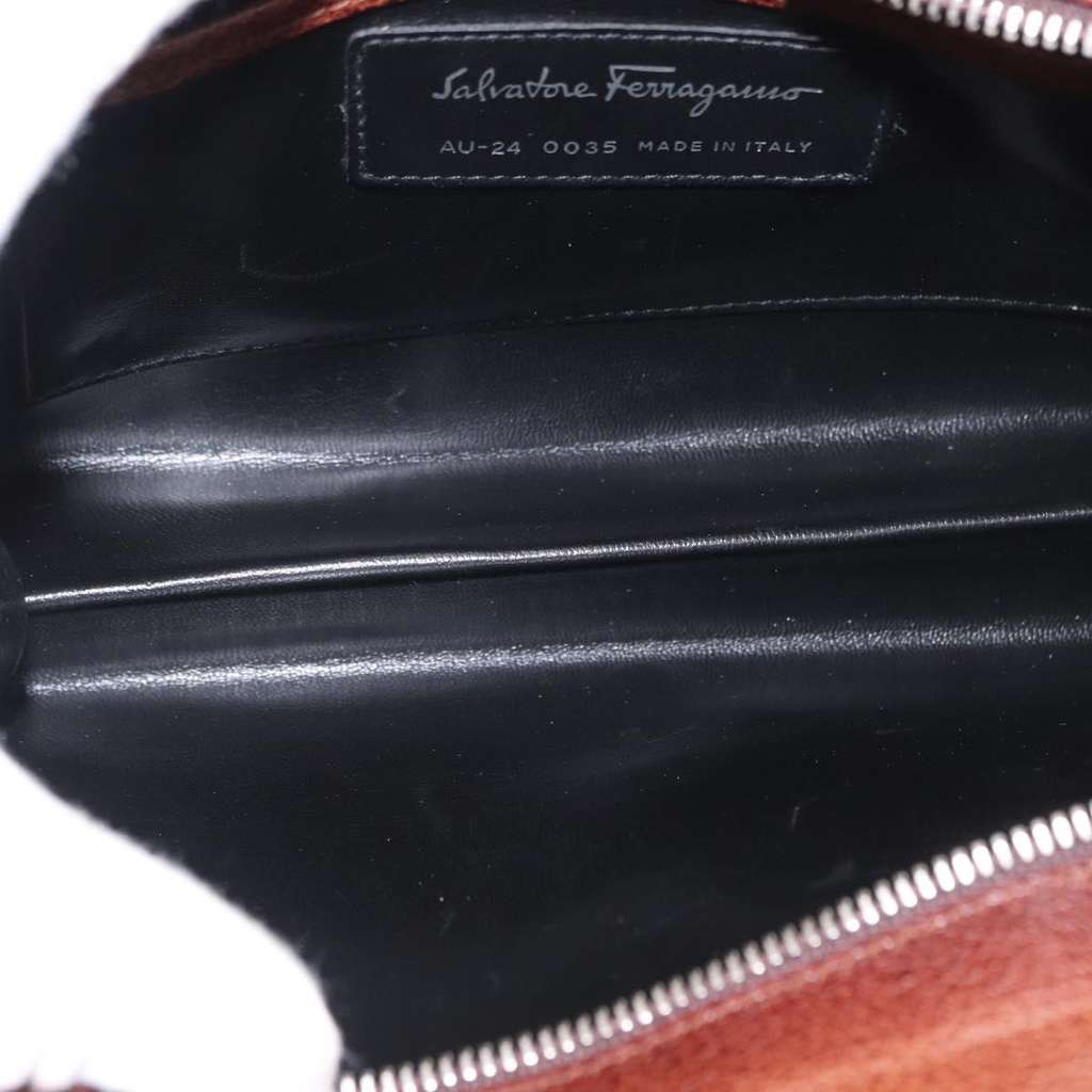 Salvatore Ferragamo Vintage clutch Bag Brown Leather Good condition - Box View
