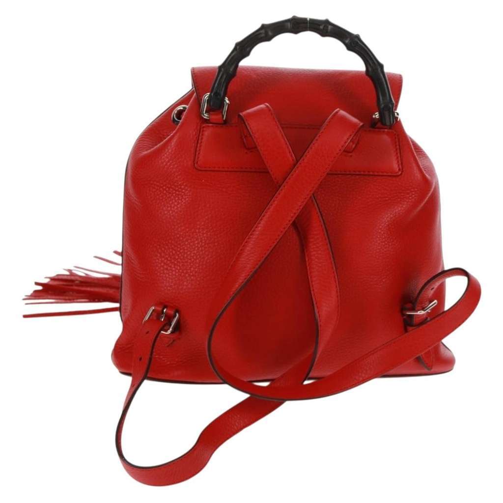 Gucci Bamboo Tassel Backpack Red Leather Good condition - Back View