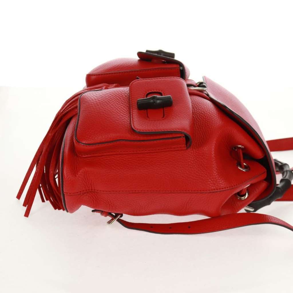 Gucci Bamboo Tassel Backpack Red Leather Good condition - Inside View