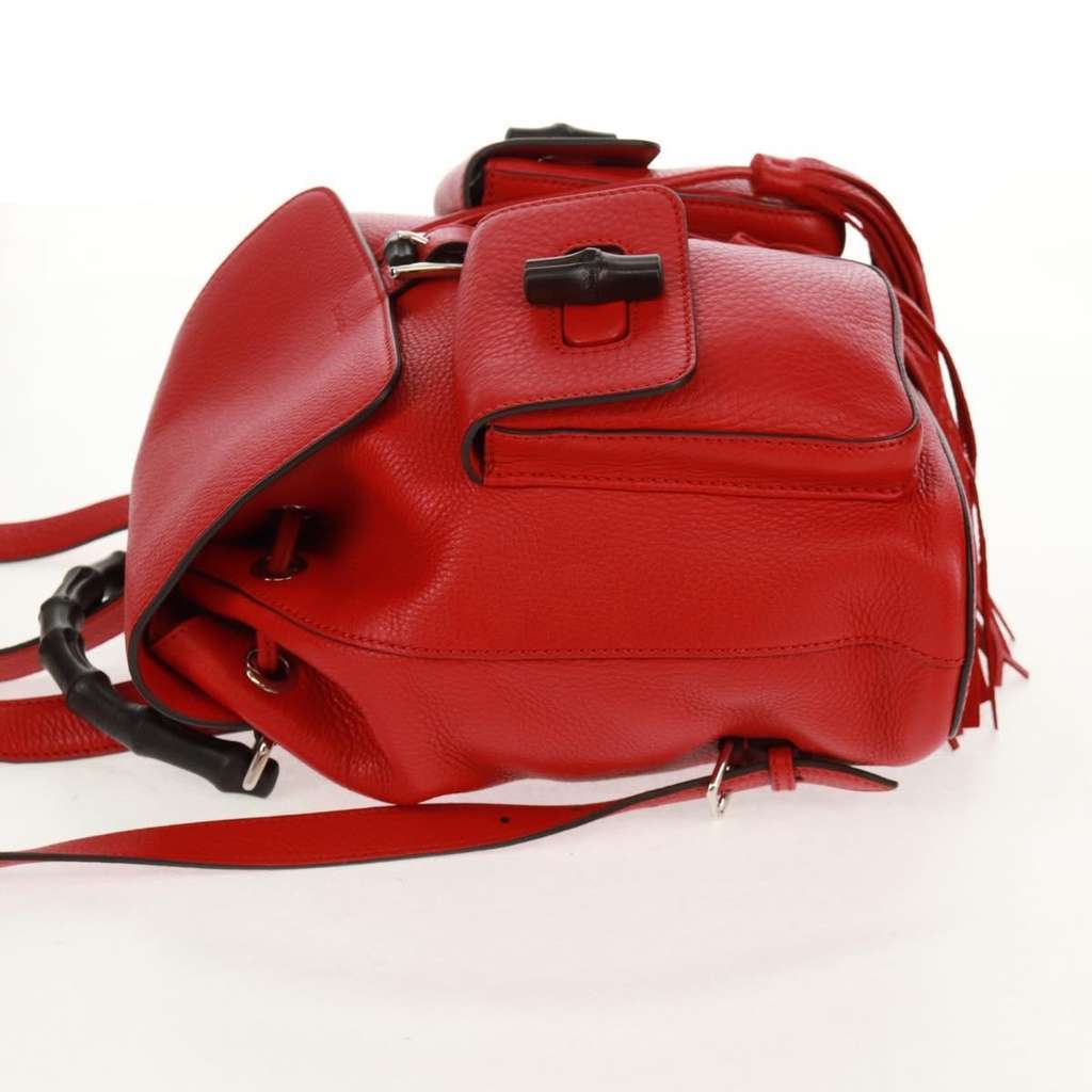 Gucci Bamboo Tassel Backpack Red Leather Good condition - Model View