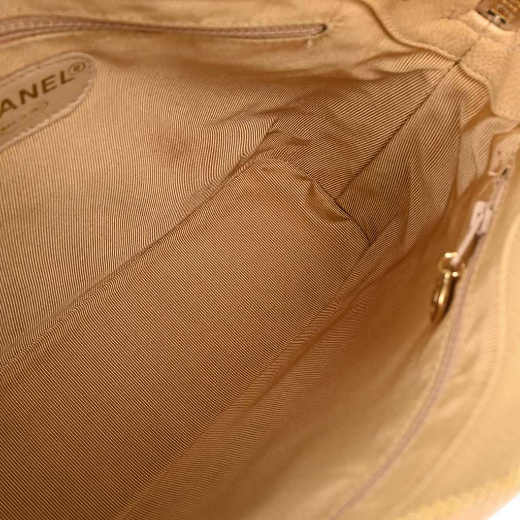 Chanel Vintage Zipped Chain Tote Beige Leather Good condition - Inside View