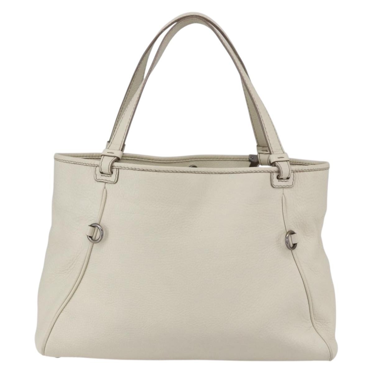 Salvatore Ferragamo Vintage Tote bag White Leather Good condition - Back View