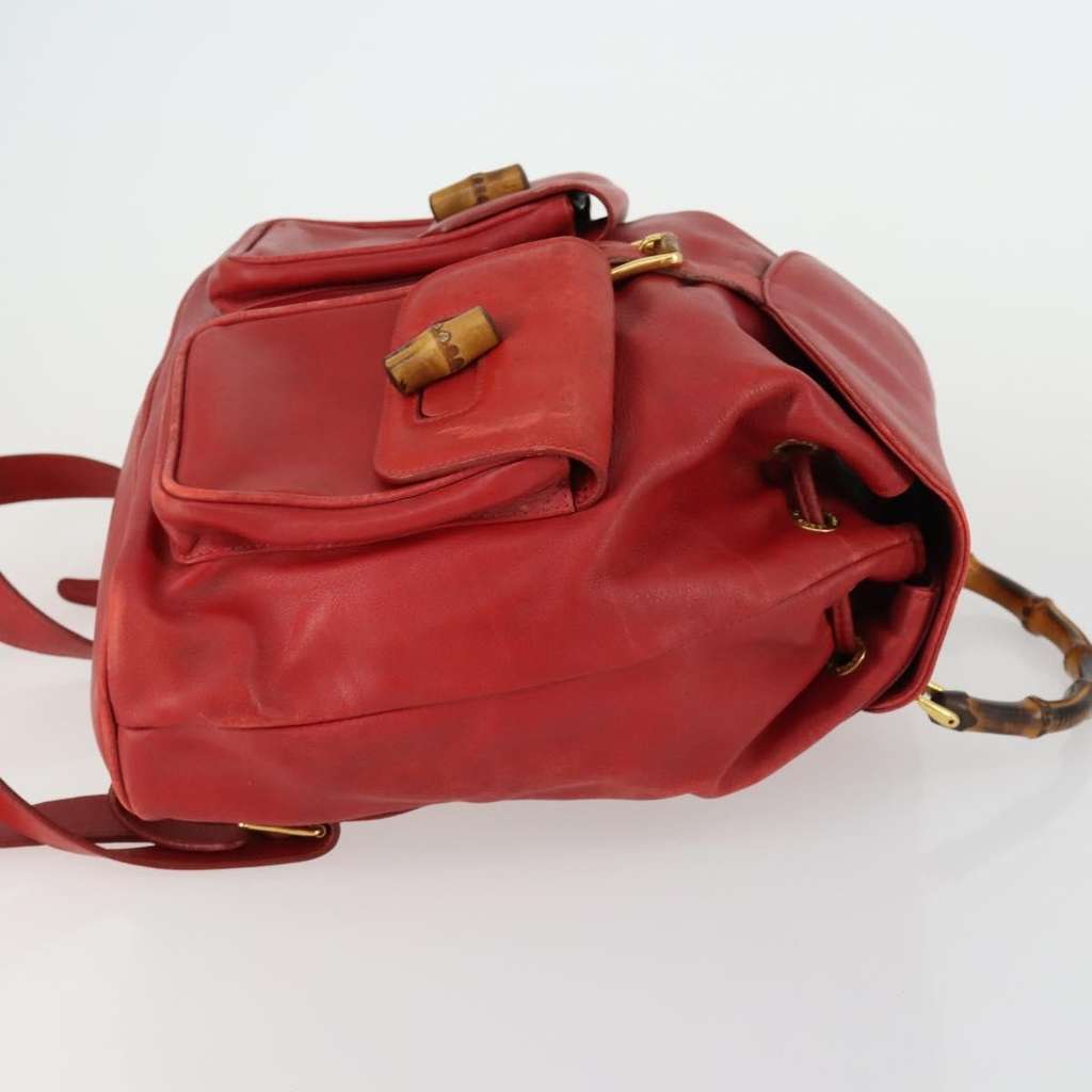 Gucci Vintage Bamboo Backpack Red Leather Fair condition - Inside View