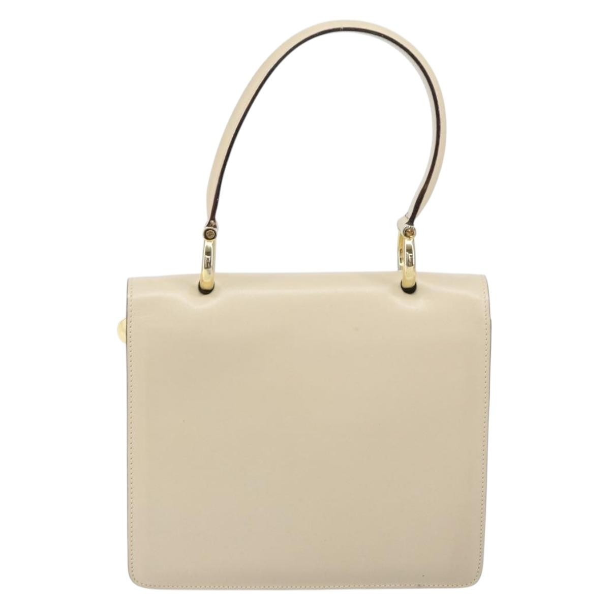 Celine Vintage Top Handle Bag Ecru Leather Good condition - Back View