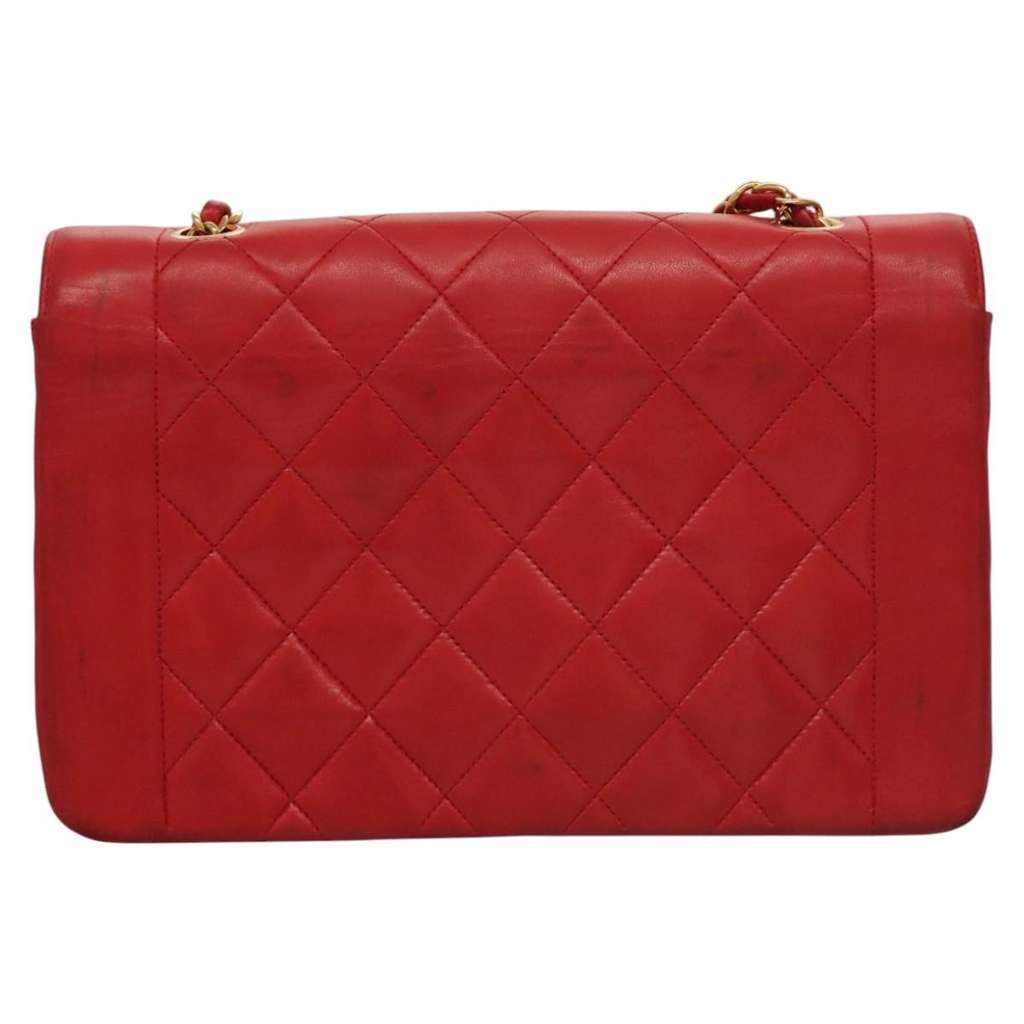 Chanel Vintage Diana Flap Bag Red Leather Good condition - Back View