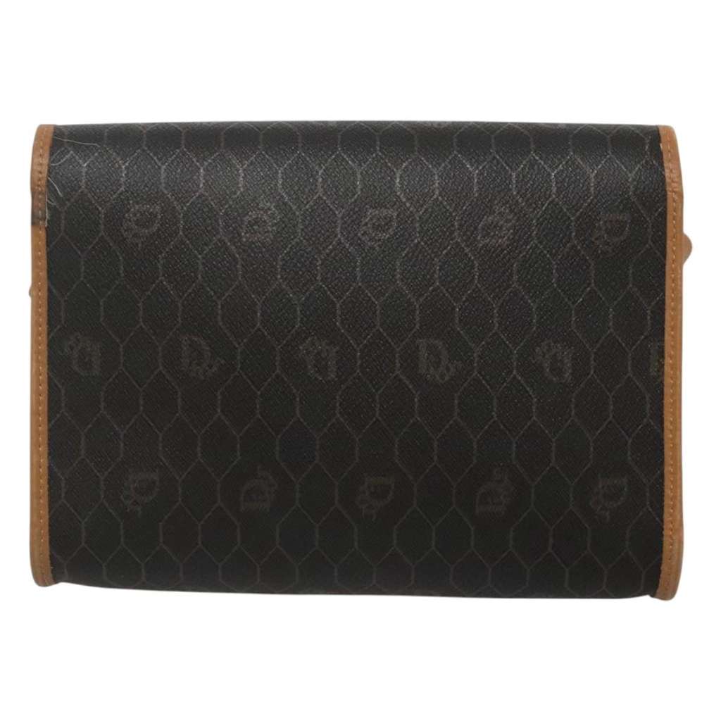 Christian Dior Vintage Honeycomb Flap Crossbody Bag Black Canvas Good condition - Back View