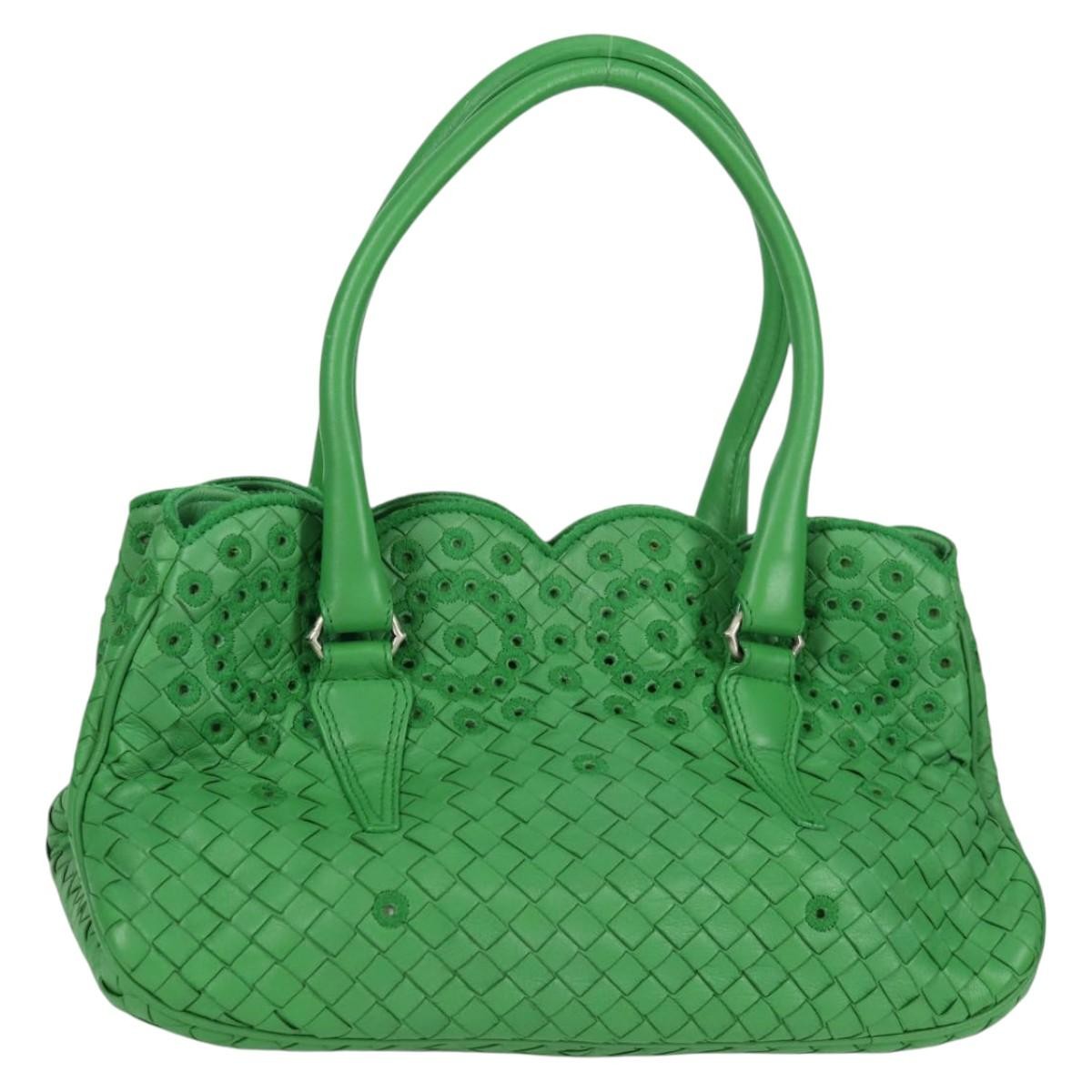 Bottega Veneta Intrecciato Green Leather Good condition - Back View