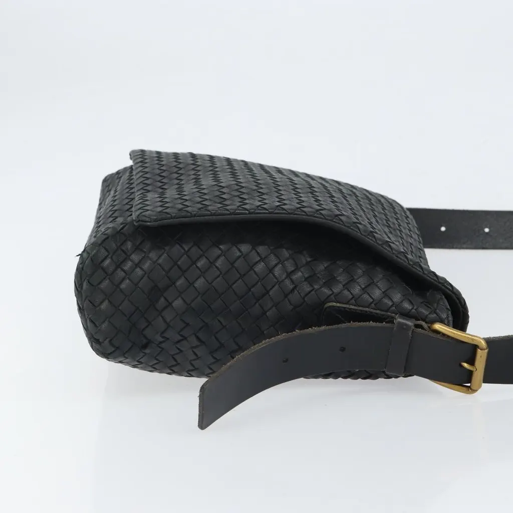 Bottega Veneta Square Flap Messenger Bag Black Leather Fair - Inside View