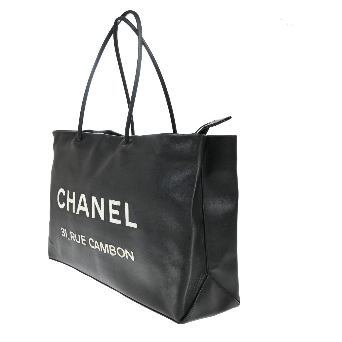 Chanel Essential 31 Rue Cambon Shopping Tote Black Leather Good condition - Inside View
