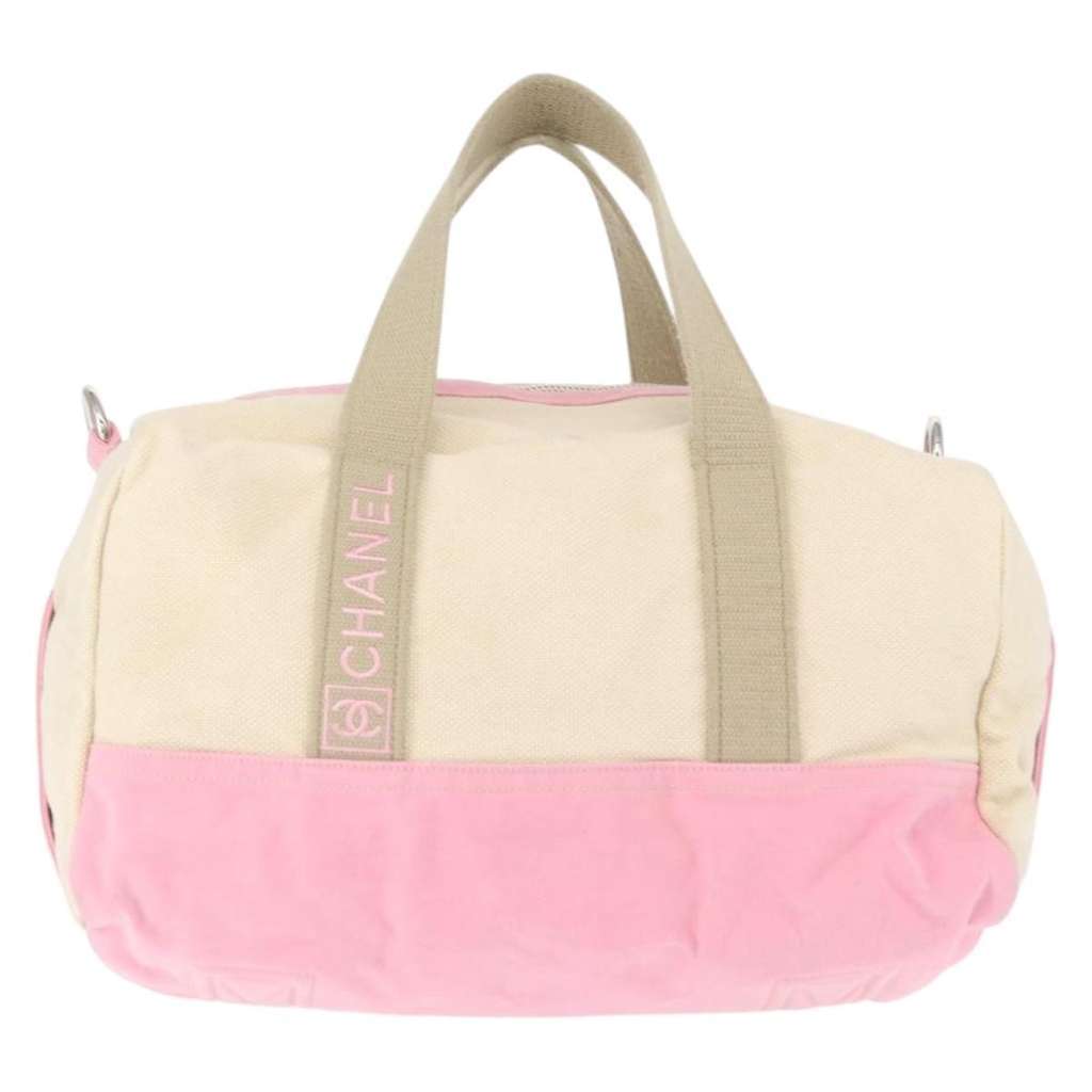 Chanel Sport Line Boston Ba Pink Canvas Good condition - Back View