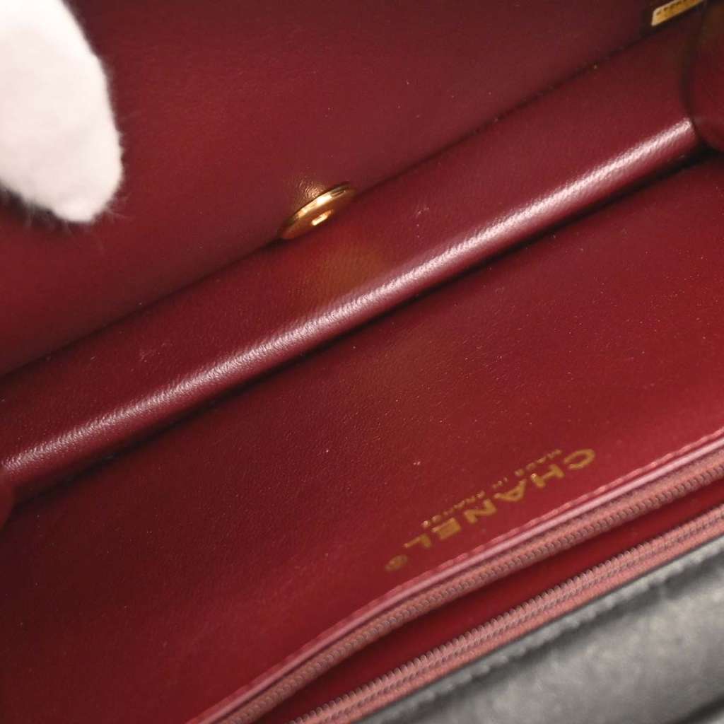 Chanel Vintage Full Flap Shoulder Bag Black Leather Good condition - Inside View