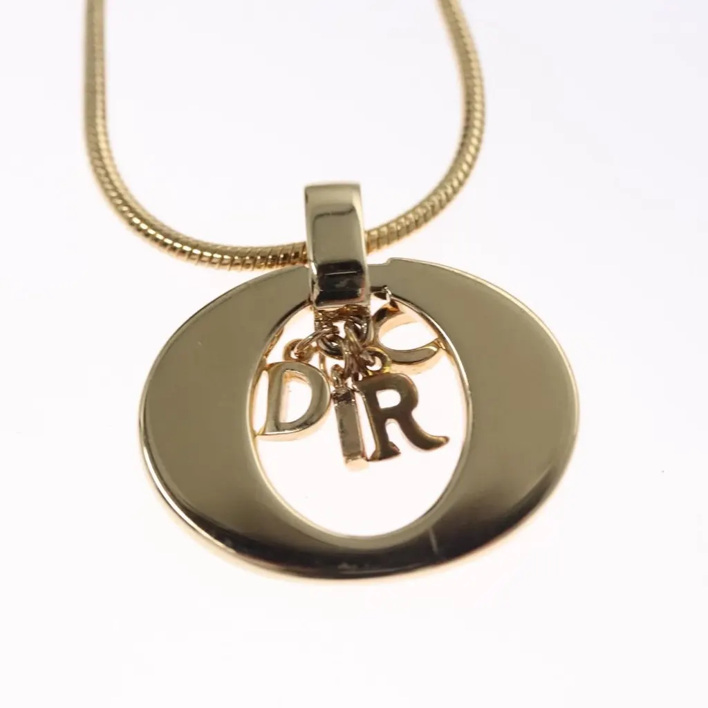 Dior Logo Pendant Necklace Gold Metal Good - Inside View