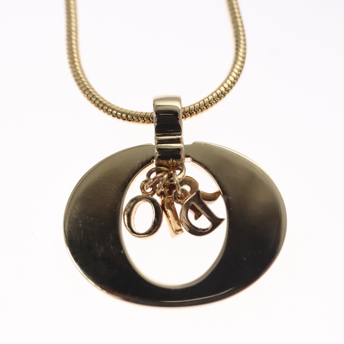 Christian Dior Logo Pendant Necklace Gold Metal Good condition - Model View