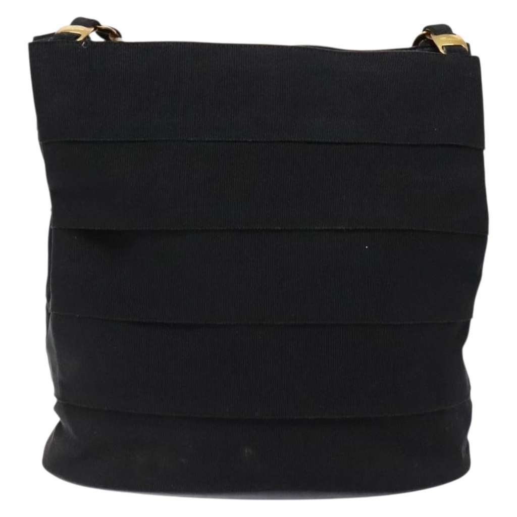 Salvatore Ferragamo Vala Shoulder Bag Black Canvas Good condition - Back View