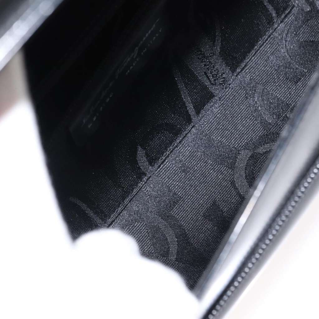 Salvatore Ferragamo Gancini Shoulder Bag Black Leather Good condition - Box View