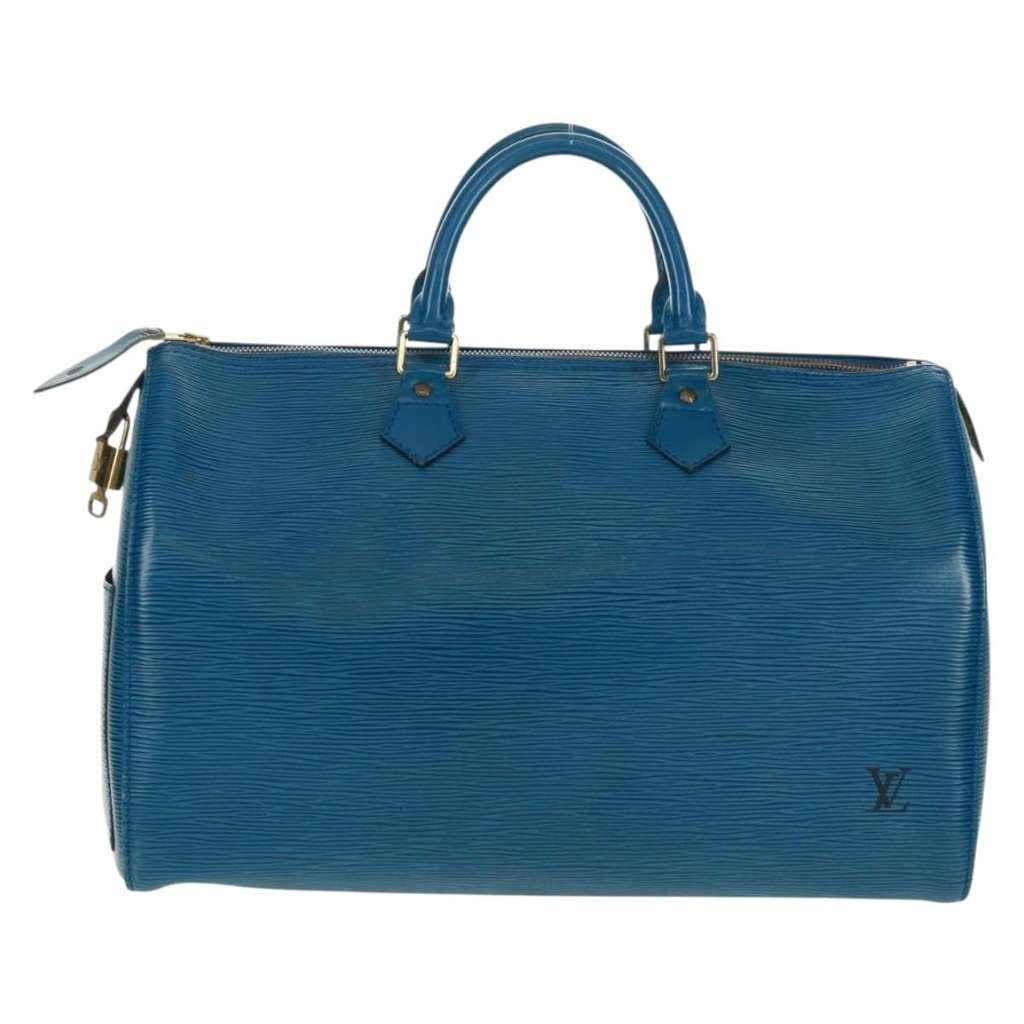 Louis Vuitton Speedy Handbag Blue Leather Good condition - Back View