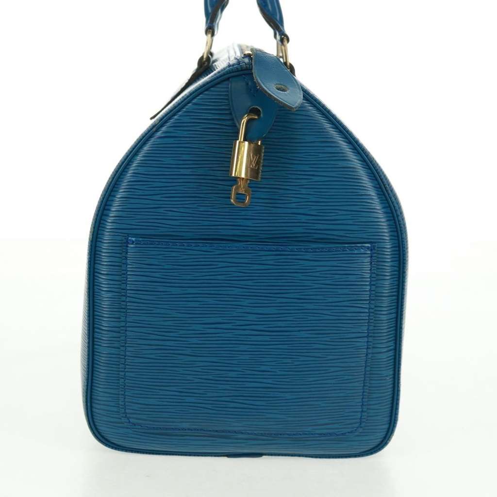 Louis Vuitton Speedy Handbag Blue Leather Good condition - Inside View