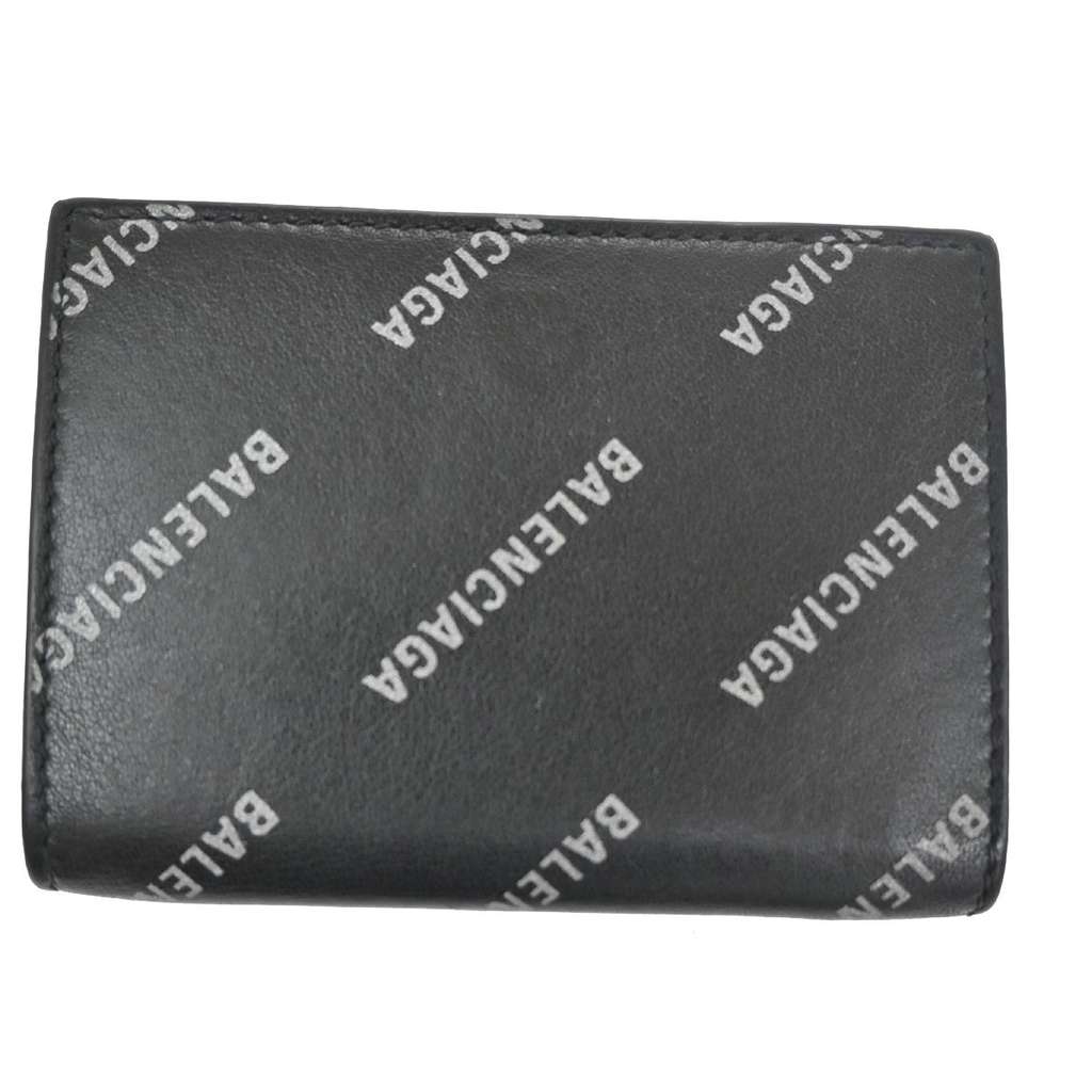 Balenciaga Trifold Wallet Black Leather Good condition - Back View