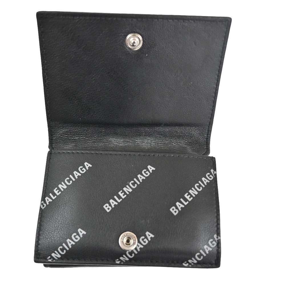 Balenciaga Trifold Wallet Black Leather Good condition - Box View