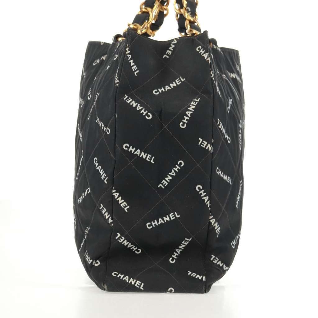 Chanel Logo Shopping Tote Black Canvas Good condition - Inside View