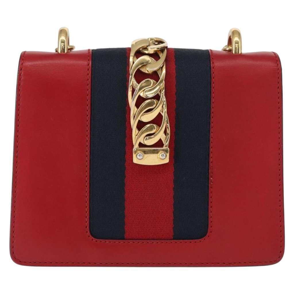 Gucci Sylvie Chain Shoulder Bag Red Leather Good condition - Back View