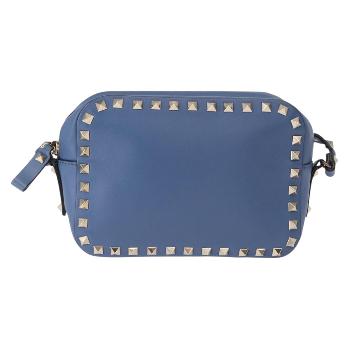 Valentino Garavani Rockstud Camera Crossbody Bag Blue Leather Good condition - Back View