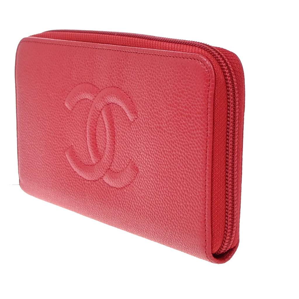Chanel CC Zip Around Wallet Red Leather Good condition - Inside View