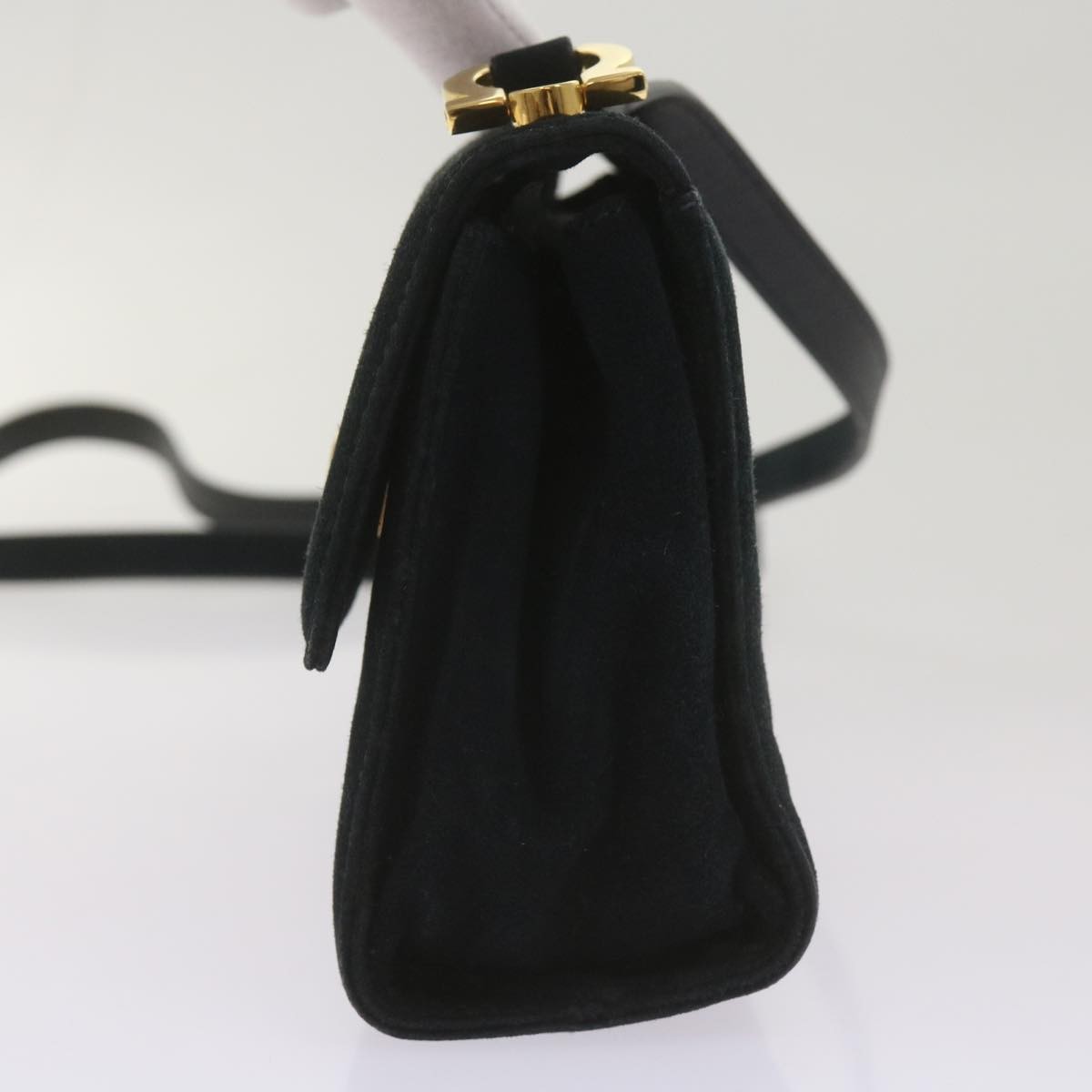 Salvatore Ferragamo Gancini Shoulder Bag Black Suede Good condition - Inside View