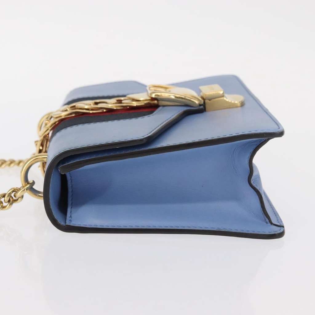 Gucci Sylvie Chain Shoulder Bag Blue Leather Good condition - Model View