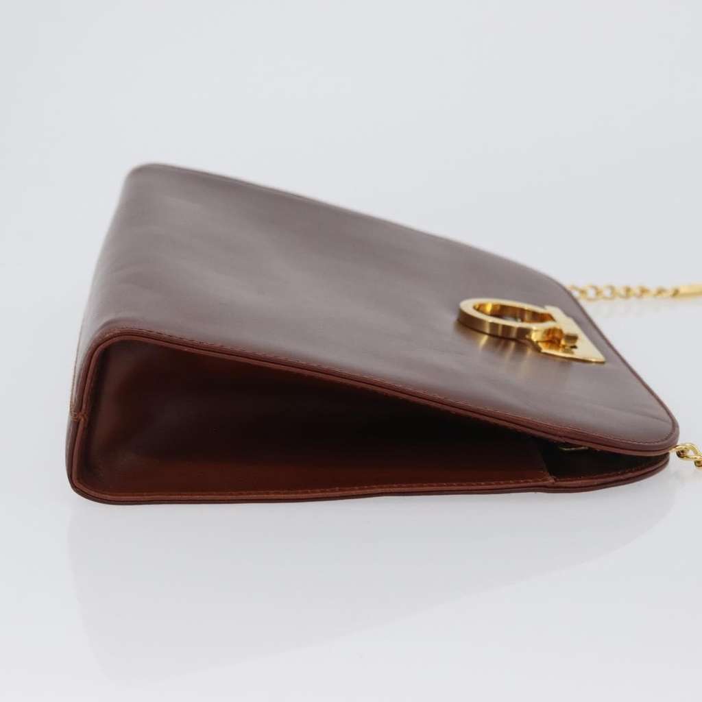 Salvatore Ferragamo Vintage Gancini Chain Shoulder Bag Brown Leather Fair condition - Inside View