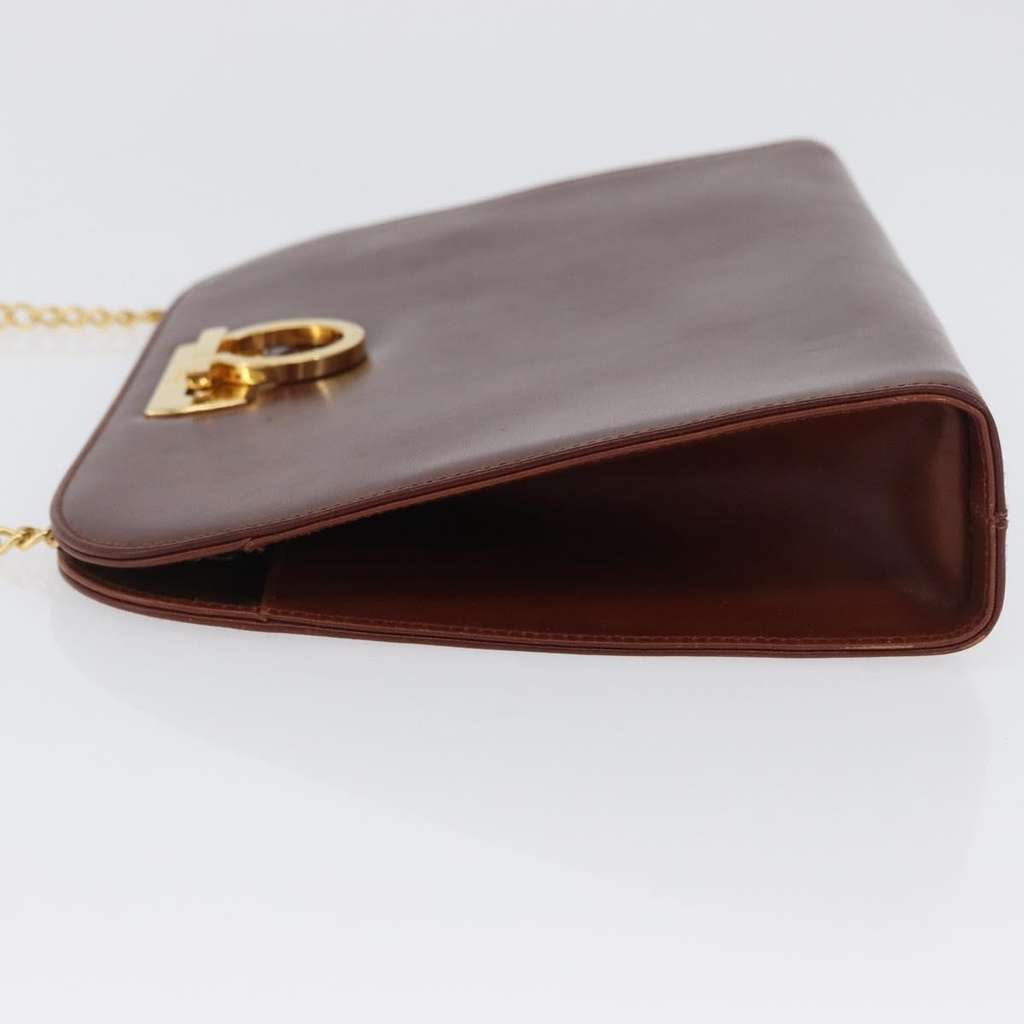 Salvatore Ferragamo Vintage Gancini Chain Shoulder Bag Brown Leather Fair condition - Model View