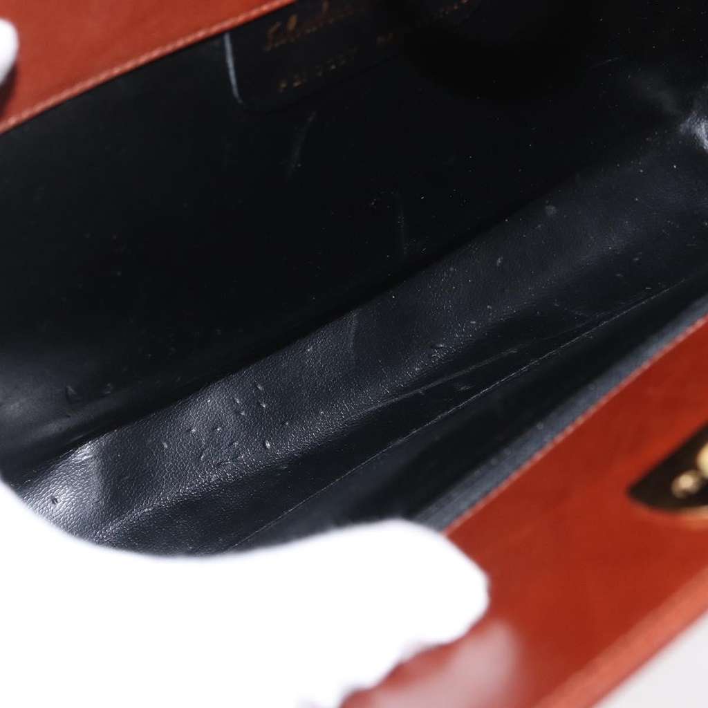 Salvatore Ferragamo Vintage Gancini Chain Shoulder Bag Brown Leather Fair condition - Box View