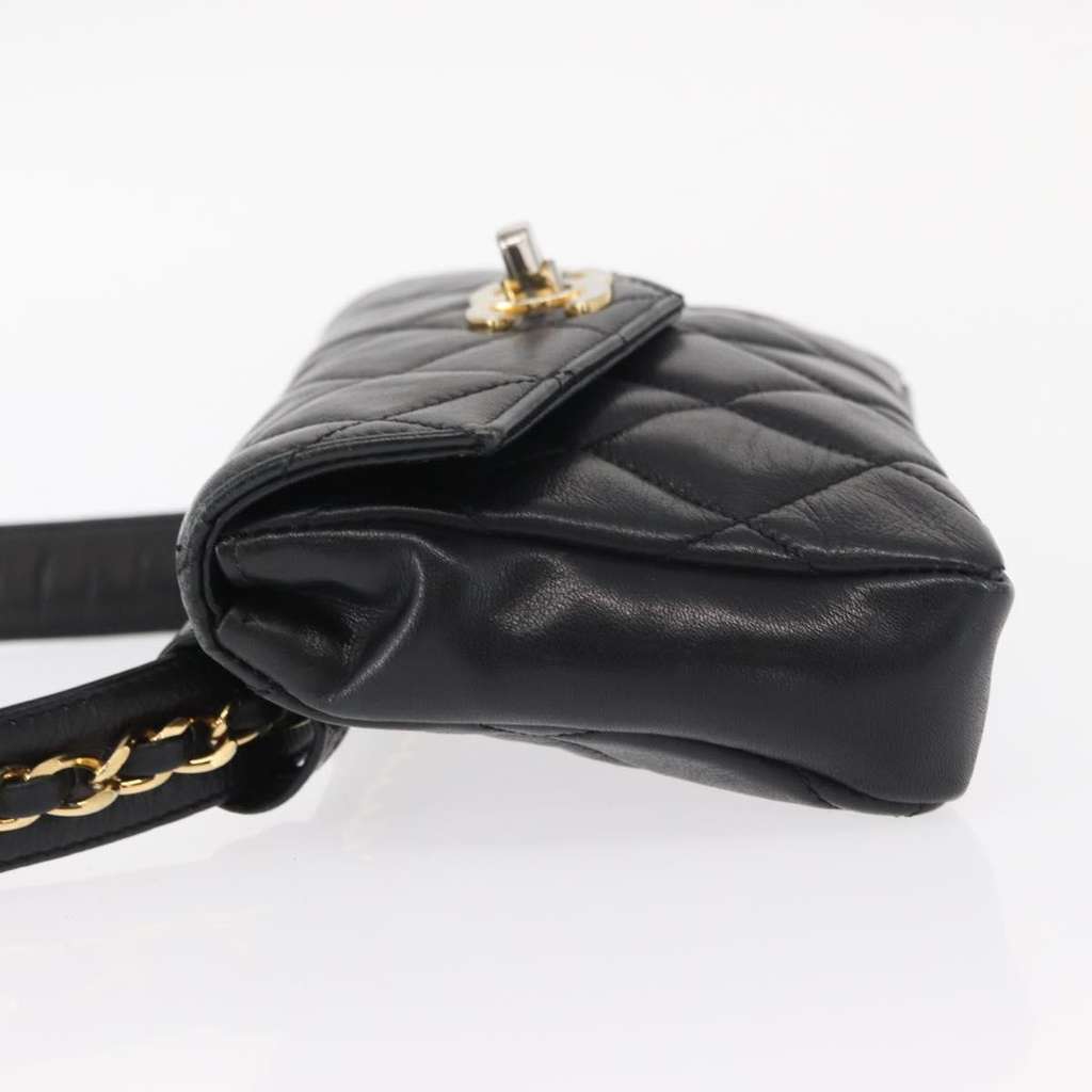 Chanel Chain Envelope Belt Bag Black Leather Fair condition - Model View