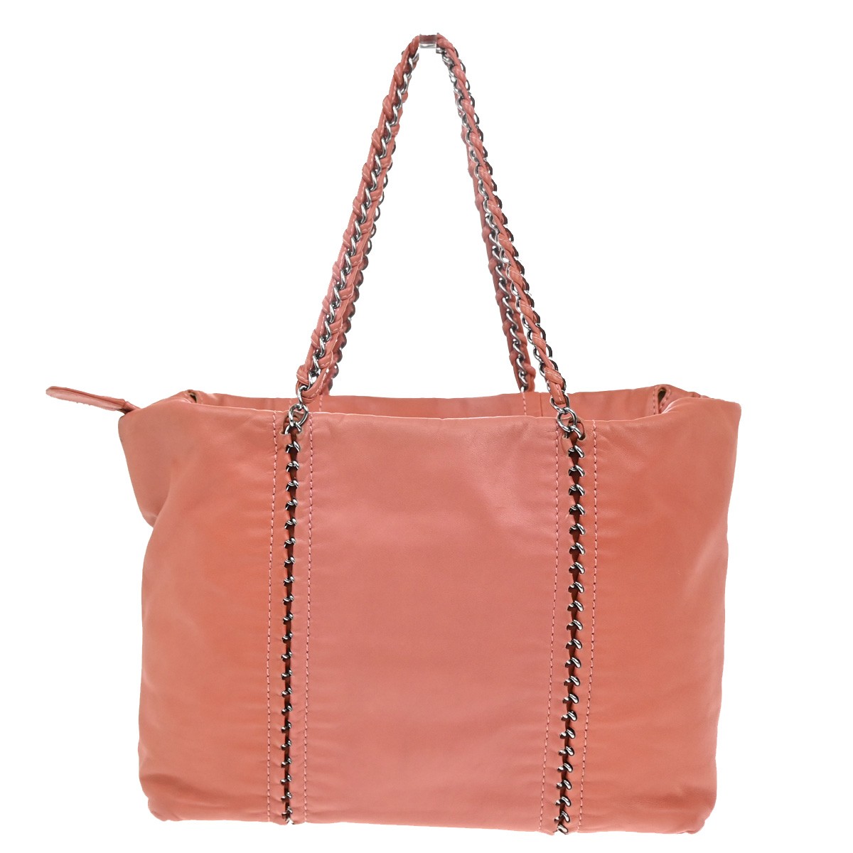 Chanel Luxe Ligne Zipped Tote Pink Leather Good condition - Back View