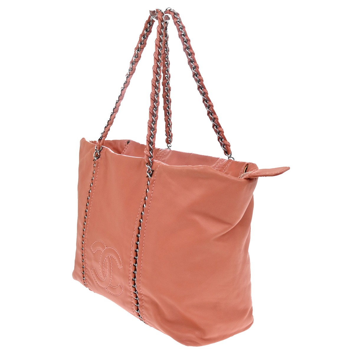 Chanel Luxe Ligne Zipped Tote Pink Leather Good condition - Inside View