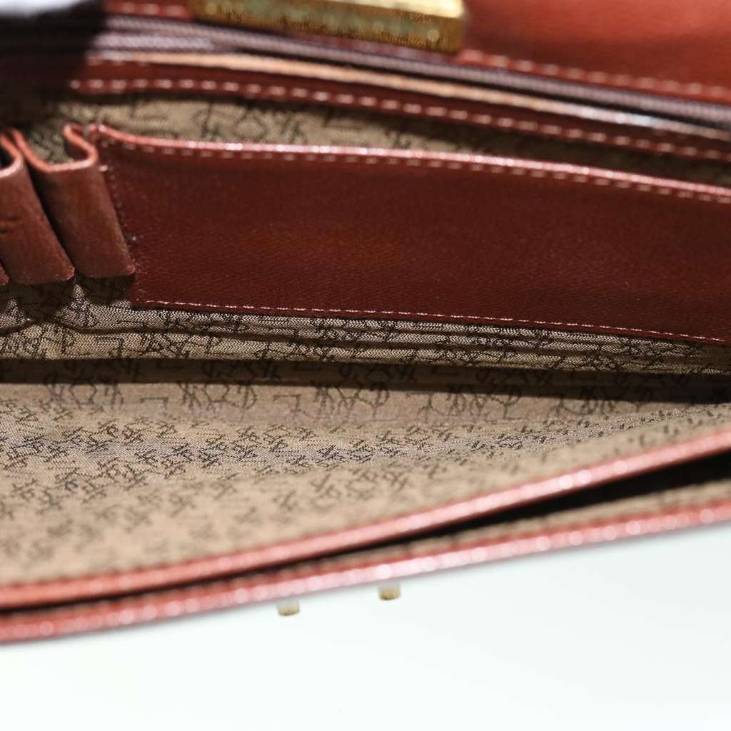 Saint Laurent Vintage Flap Document Holder Brown Leather Good condition - Box View