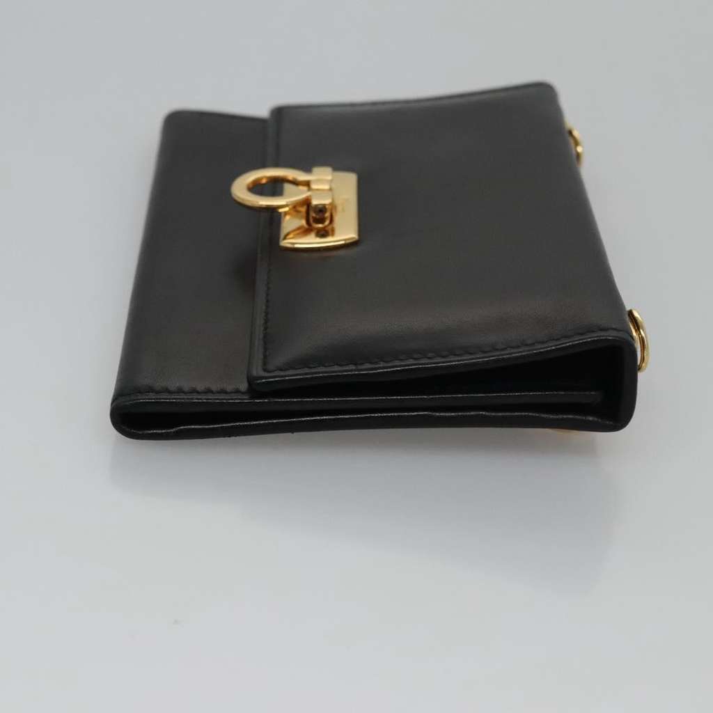Salvatore Ferragamo Gancini Flap Wallet Black Leather Good condition - Inside View