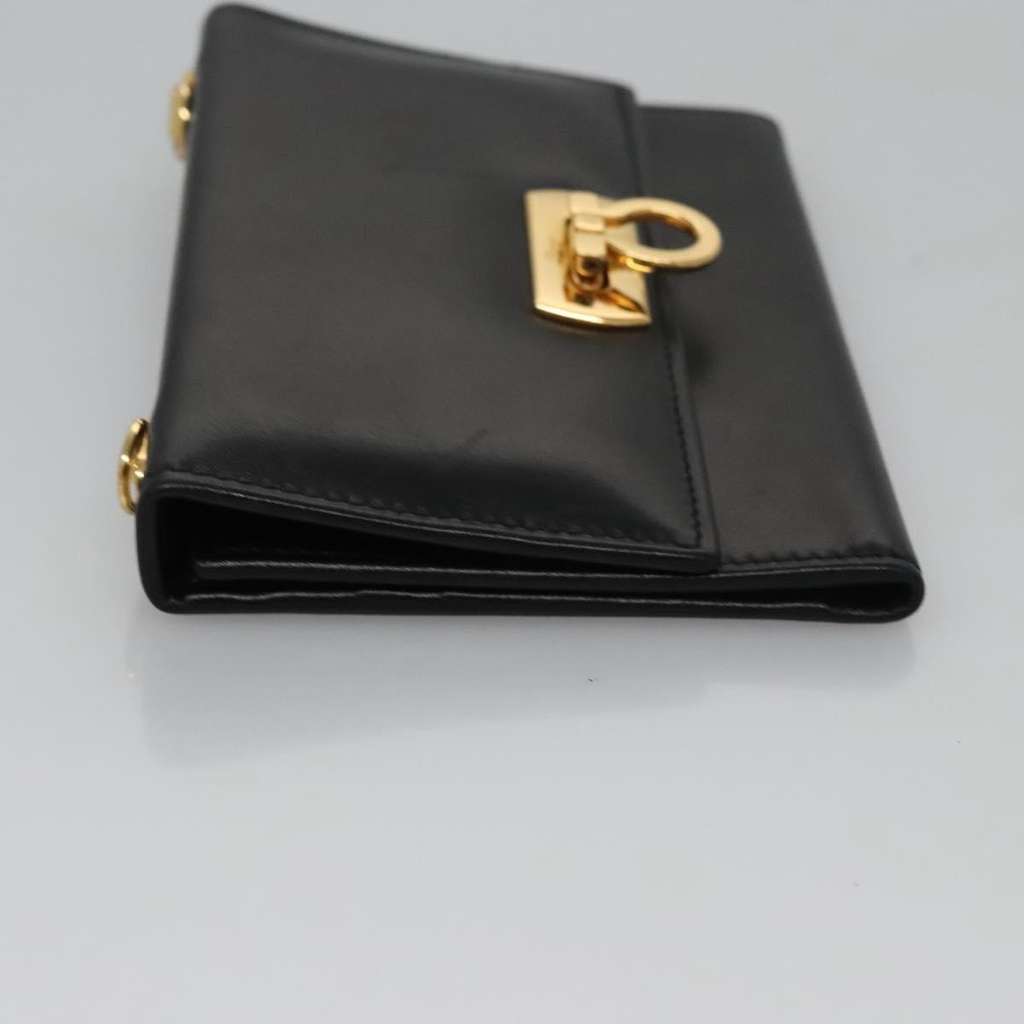 Salvatore Ferragamo Gancini Flap Wallet Black Leather Good condition - Model View