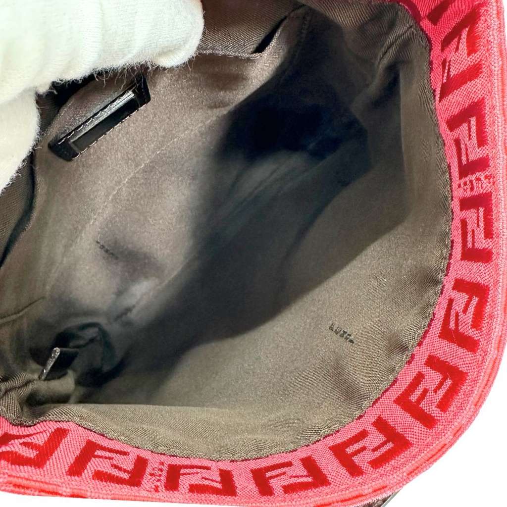 Fendi Flap Crossbody Bag Red Canvas Good condition - Inside View