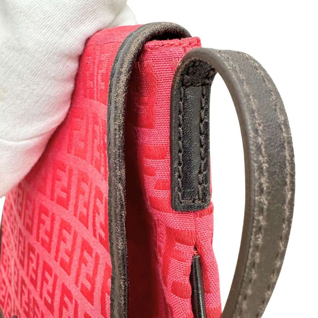 Fendi Flap Crossbody Bag Red Canvas Good condition - Model View