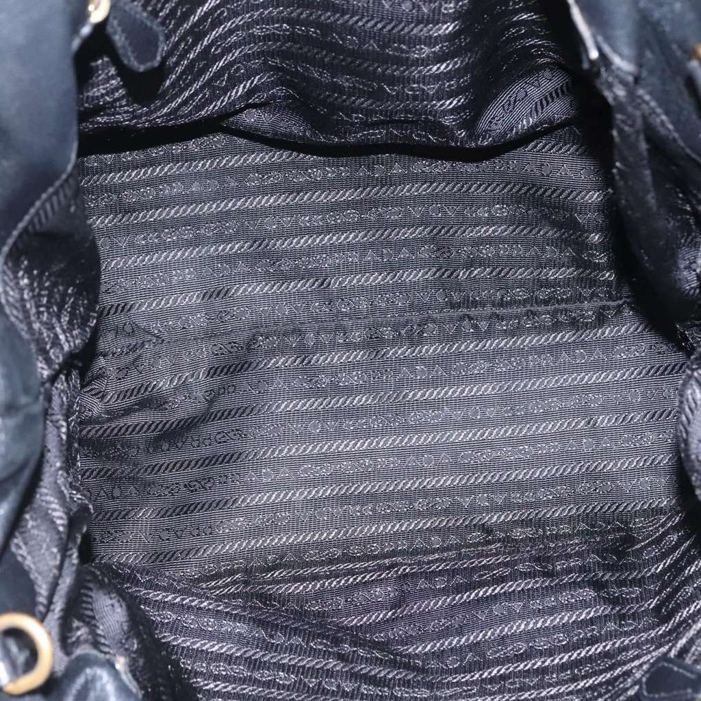 Prada Gaufre Ribbon handbag Black Leather Good condition - Box View