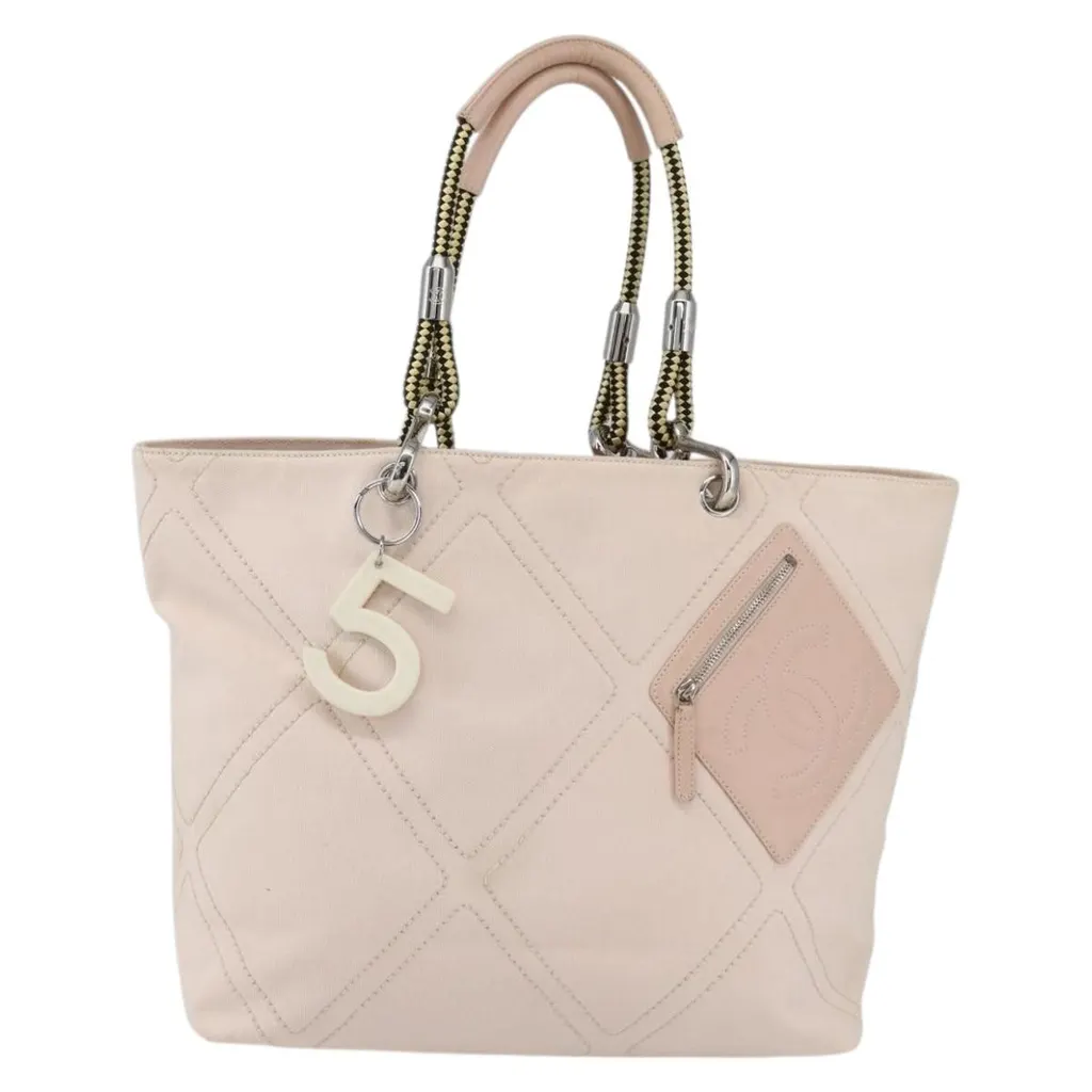 Chanel Vintage Cruise Line No.5 Tote Pink Canvas Good - Front View