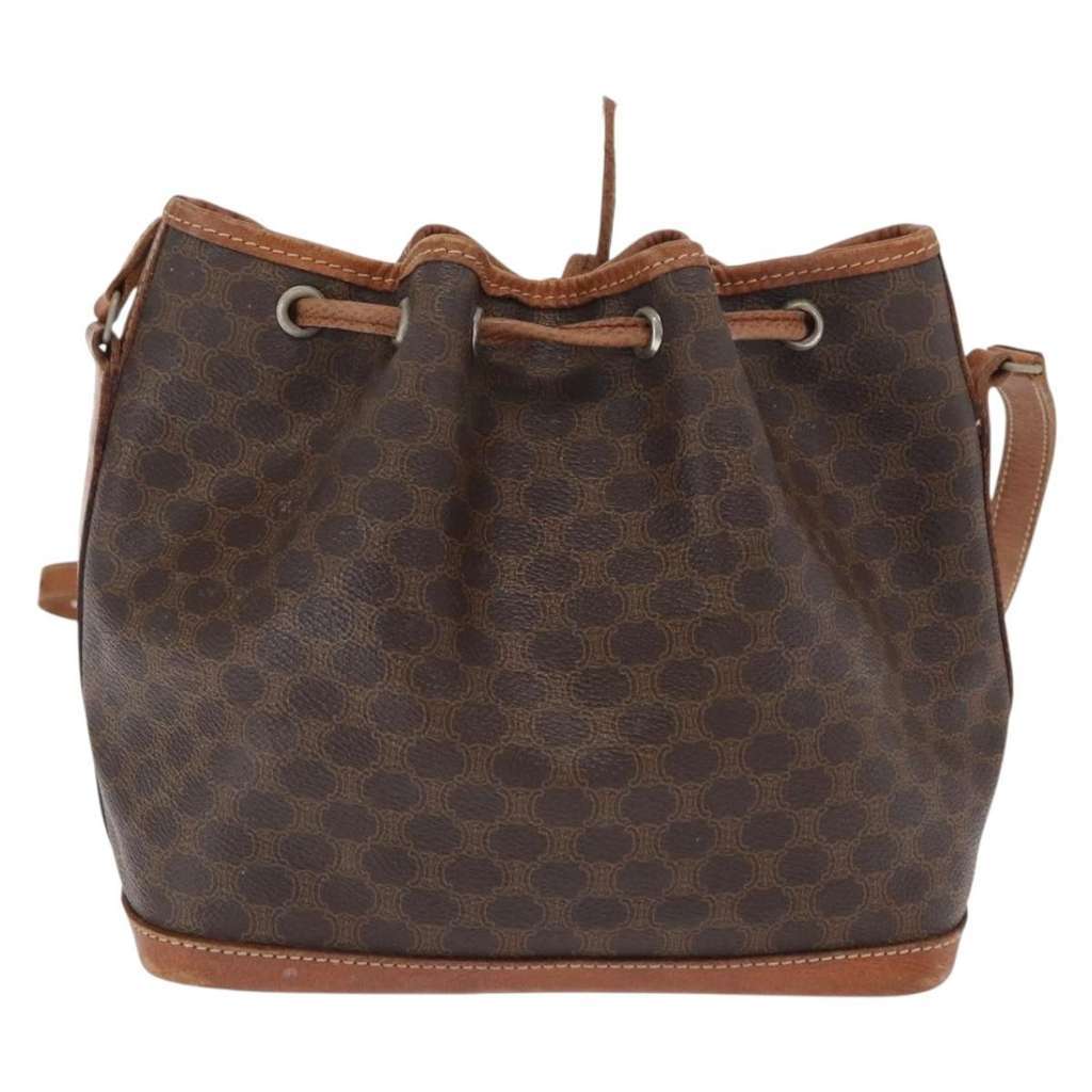 Celine Vintage Macadam Shoulder Bag Brown Canvas Fair condition - Back View