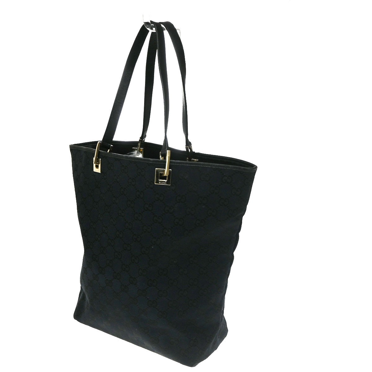 Gucci Vintage Bucket Shopping Tote Black Canvas Good condition - Inside View