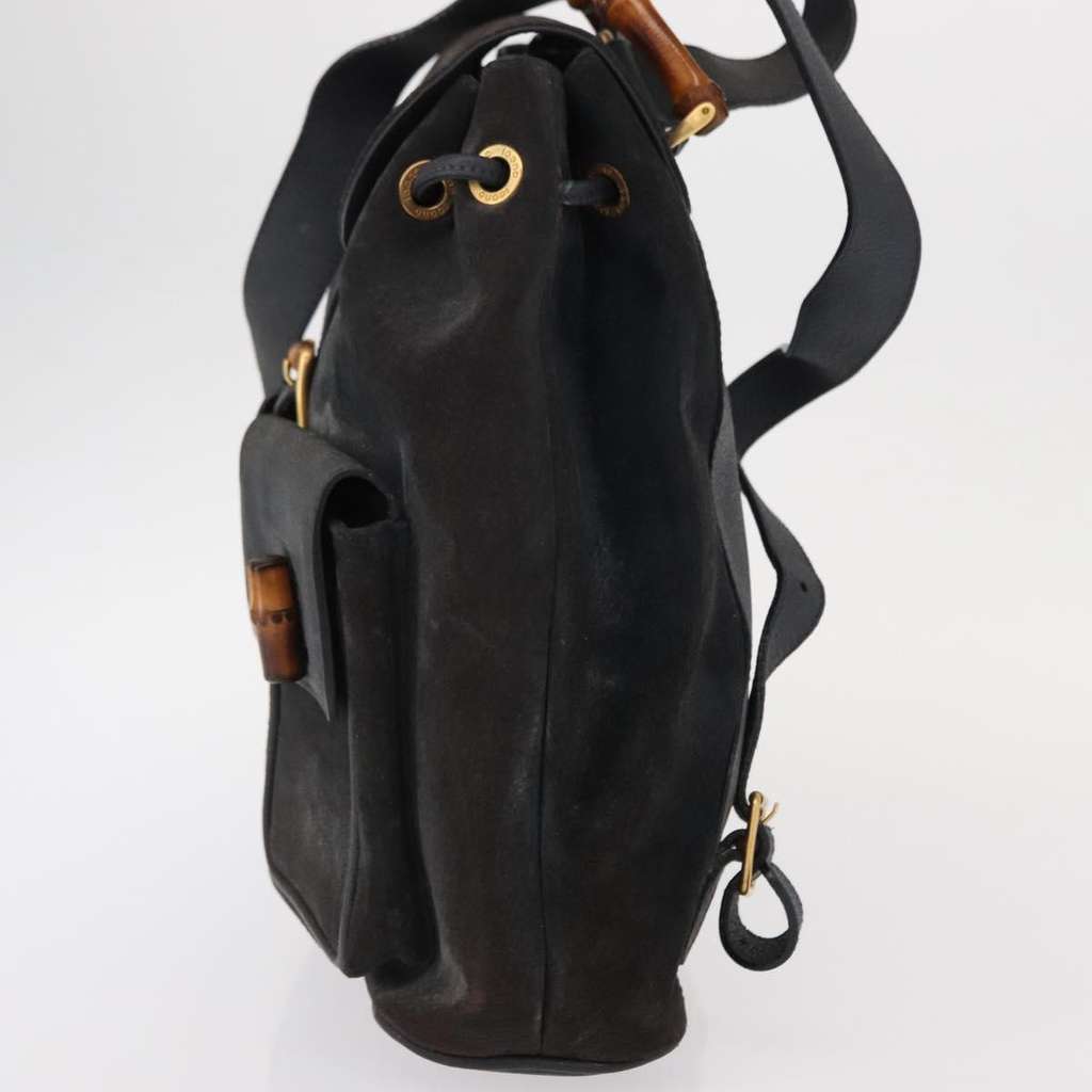 Gucci Vintage Bamboo Backpack Navy Suede Good condition - Inside View